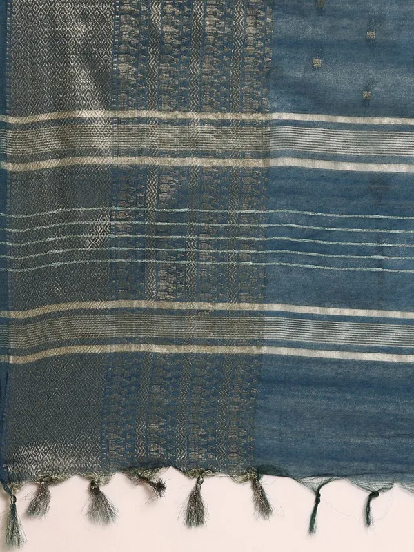 Navy_Blue_colour_Silk_Blend_Saree_for_Women