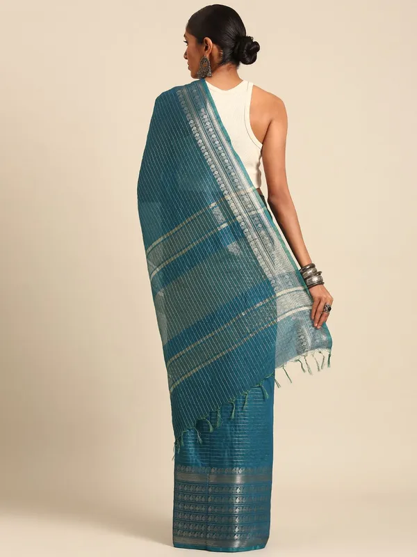 Blue_colour_Silk_Blend_Saree_for_Women