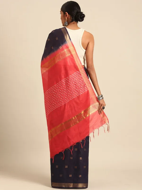 Navy_Blue_colour_Silk_Blend_Saree_for_Women