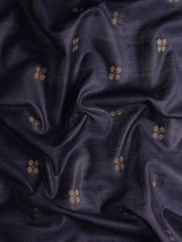 Navy_Blue_colour_Silk_Blend_Saree_for_Women