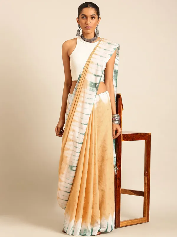Cream_colour_Silk_Blend_Saree_for_Women