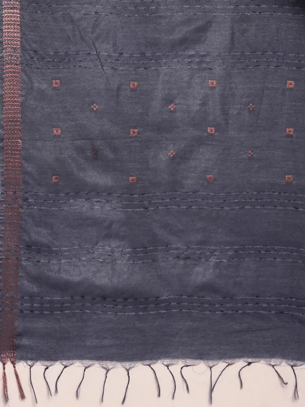 Grey_colour_Silk_Blend_Saree_for_Women