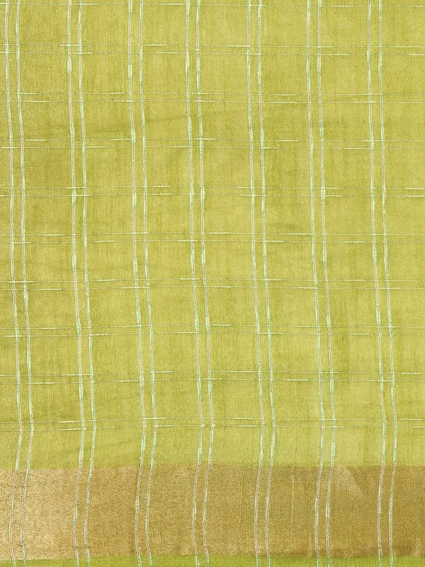 Lime_Green_colour_Silk_Blend_Saree_for_Women