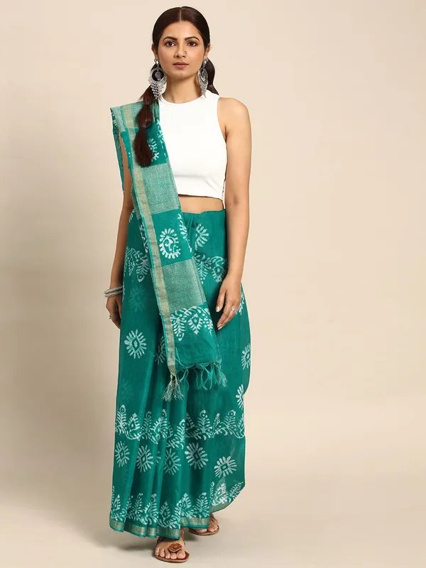 Sea_Green_colour_Silk_Blend_Saree_for_Women