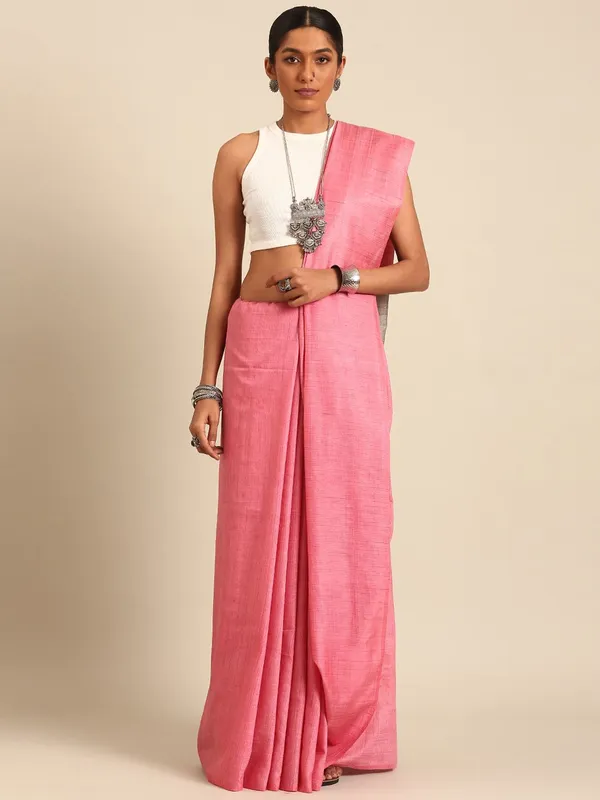 Pink_colour_Silk_Blend_Saree_for_Women