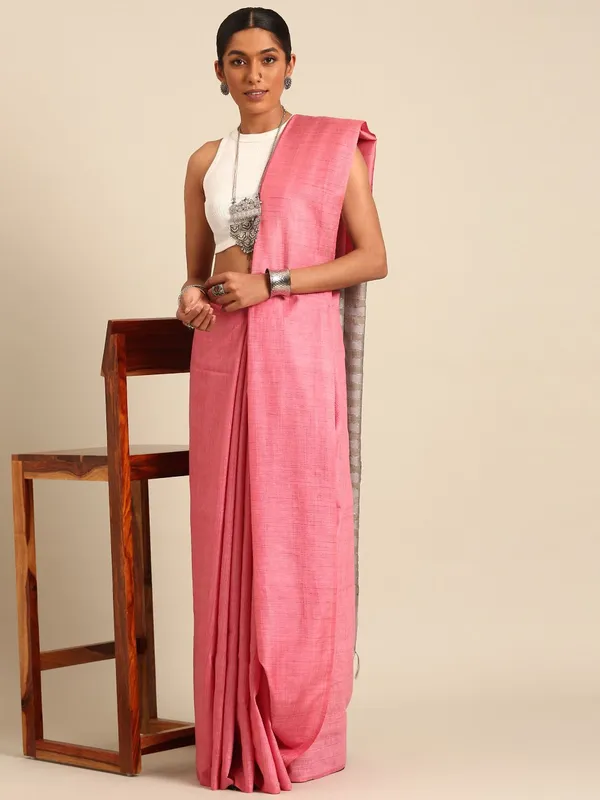Pink_colour_Silk_Blend_Saree_for_Women