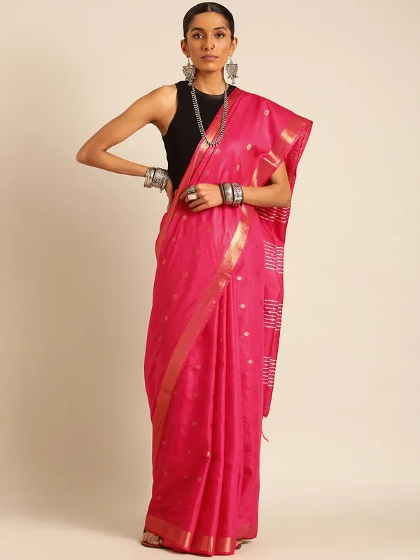 Pink_colour_Silk_Blend_Saree_for_Women