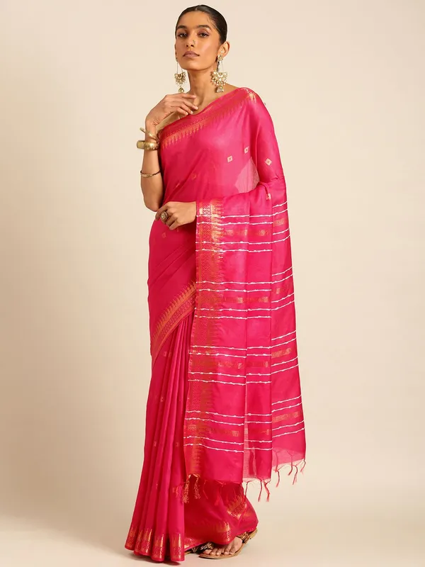 Pink_colour_Silk_Blend_Saree_for_Women