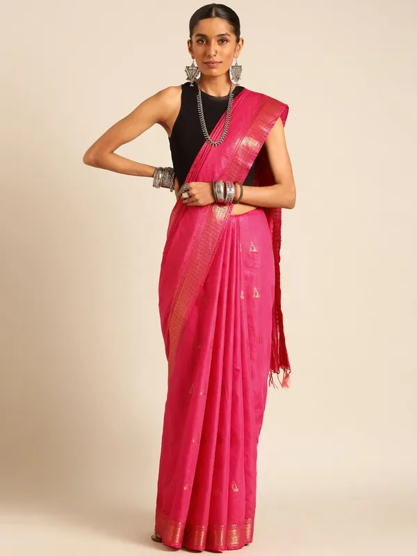 Pink_colour_Silk_Blend_Saree_for_Women
