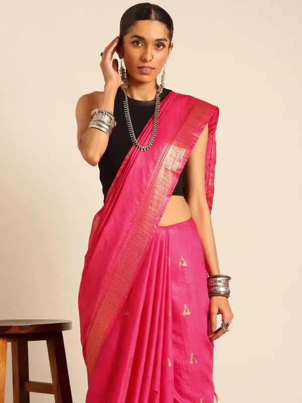 Pink_colour_Silk_Blend_Saree_for_Women
