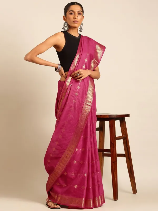 Purple_colour_Silk_Blend_Saree_for_Women