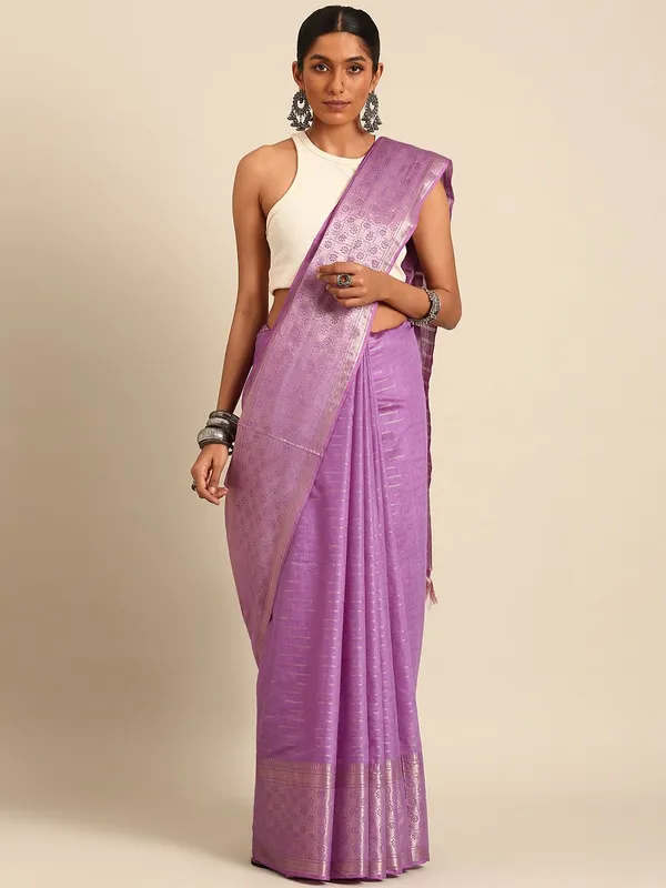 Purple_colour_Silk_Blend_Saree_for_Women