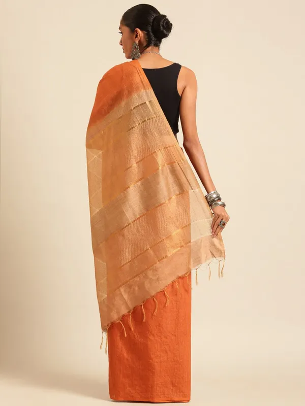Orange_colour_Viscose_Rayon_Saree_for_Women