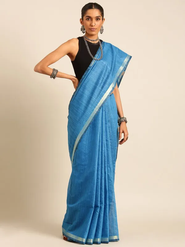 Blue_colour_Silk_Blend_Saree_for_Women