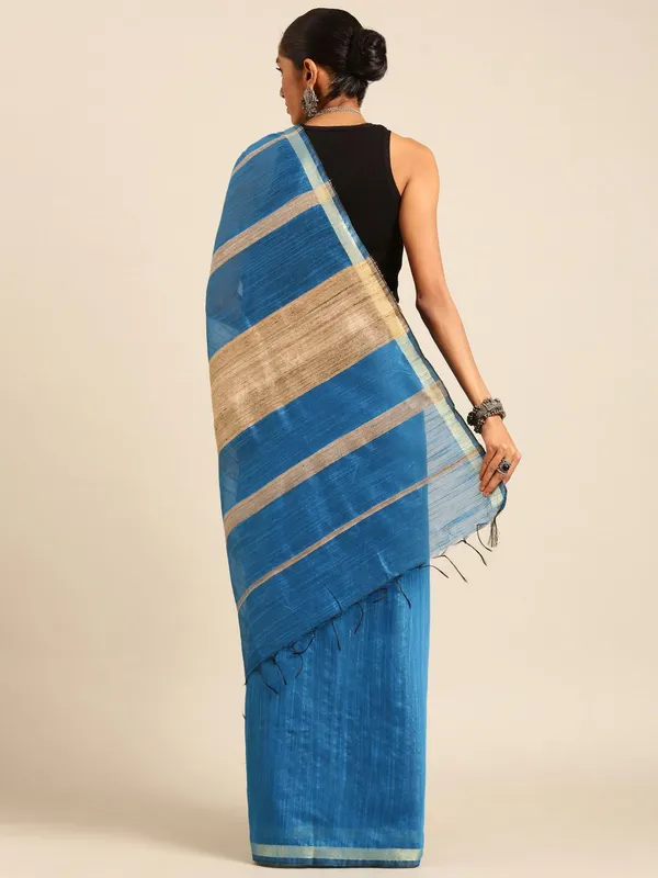 Blue_colour_Silk_Blend_Saree_for_Women