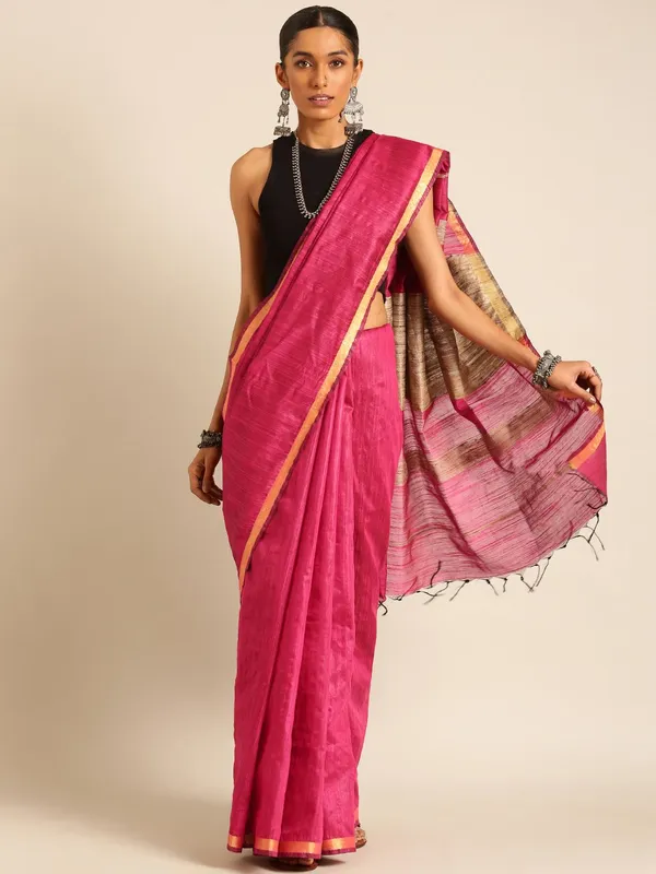 Pink_colour_Silk_Blend_Saree_for_Women