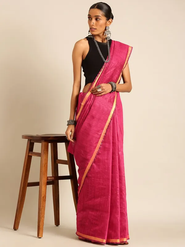 Pink_colour_Silk_Blend_Saree_for_Women