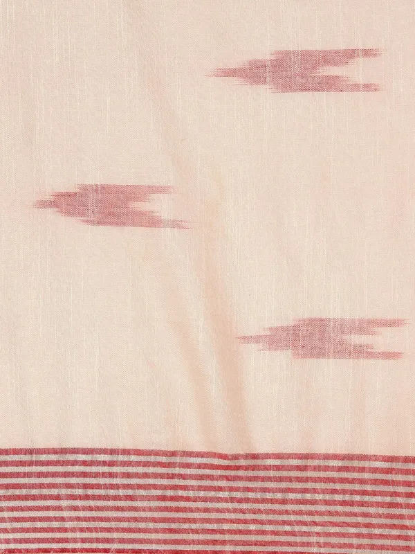 White_colour_Linen_Blend_Saree_for_Women