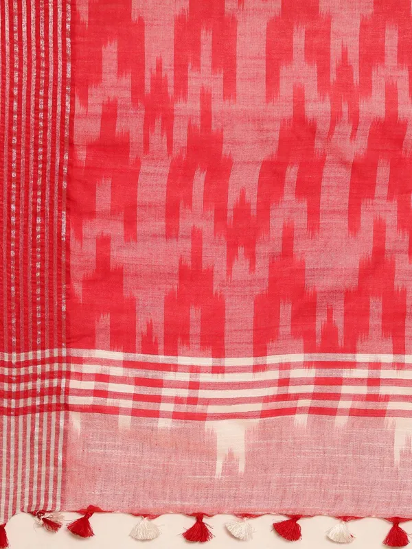 White_colour_Linen_Blend_Saree_for_Women
