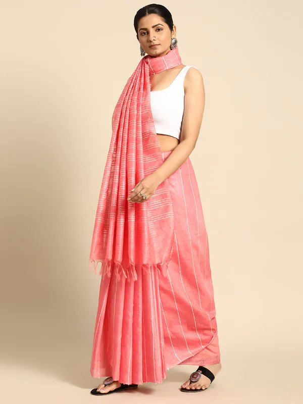 Peach_colour_Silk_Blend_Saree_for_Women