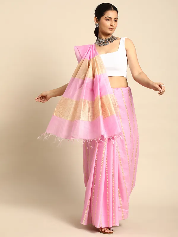 Pink_colour_Silk_Blend_Saree_for_Women