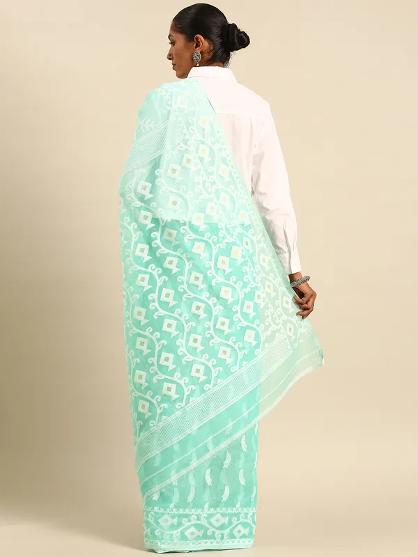 Sea_Green_colour_Silk_Blend_Saree_for_Women