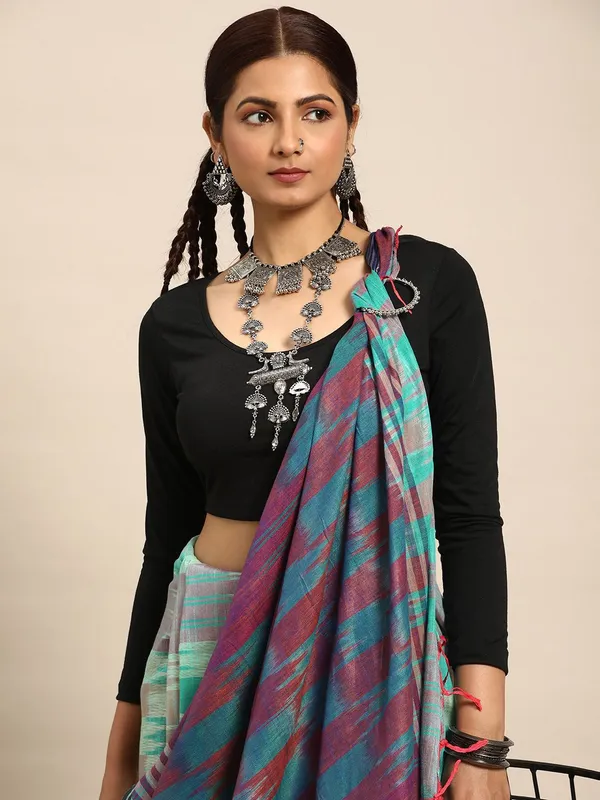 Sea_Green_colour_Pure_Cotton_Saree_for_Women