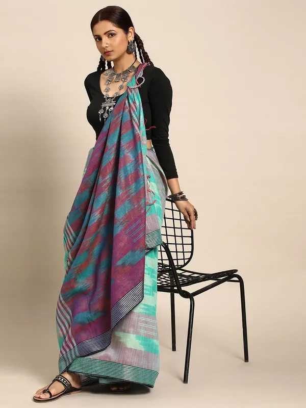 Sea_Green_colour_Pure_Cotton_Saree_for_Women