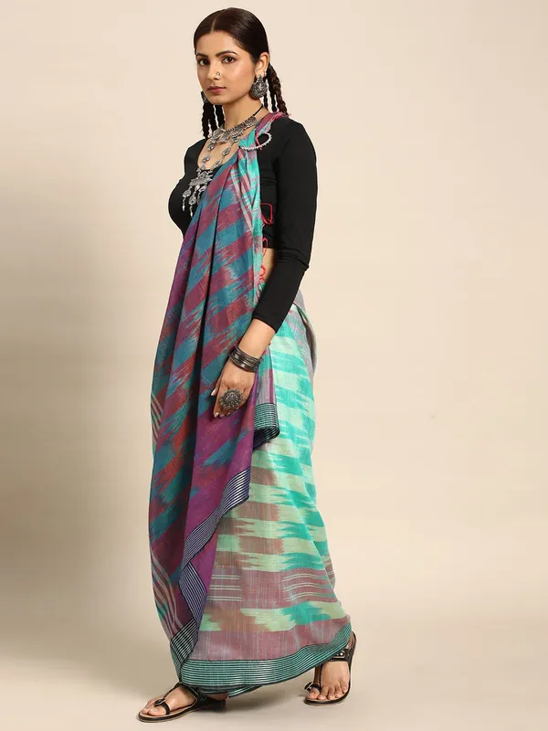 Sea_Green_colour_Pure_Cotton_Saree_for_Women