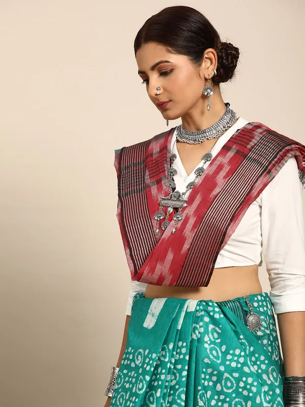 Sea_Green_colour_Pure_Cotton_Saree_for_Women
