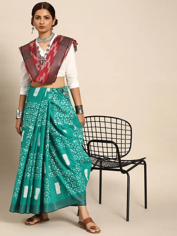 Sea_Green_colour_Pure_Cotton_Saree_for_Women