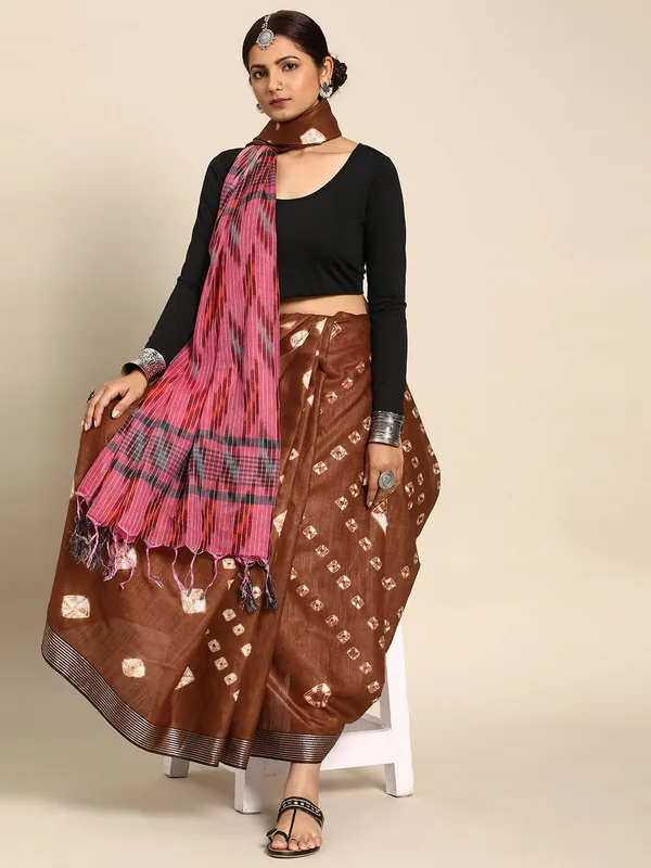 Brown_colour_Pure_Cotton_Saree_for_Women