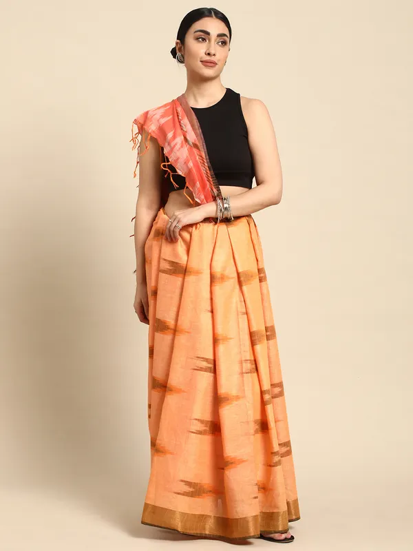 Orange_colour_Pure_Cotton_Saree_for_Women
