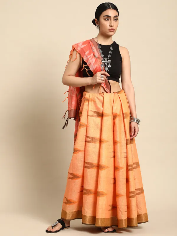 Orange_colour_Pure_Cotton_Saree_for_Women