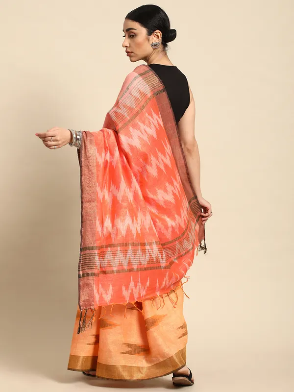 Orange_colour_Pure_Cotton_Saree_for_Women
