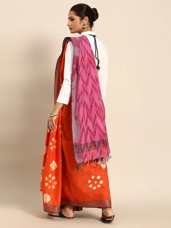 Orange_colour_Pure_Cotton_Saree_for_Women