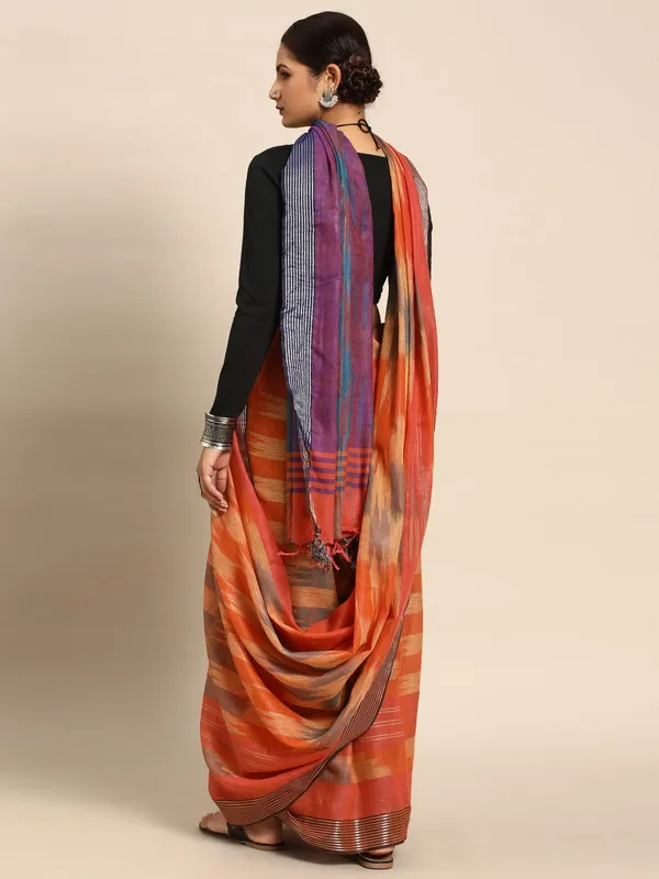 Orange_colour_Pure_Cotton_Saree_for_Women