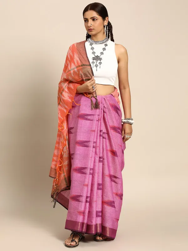 Pink_colour_Pure_Cotton_Saree_for_Women