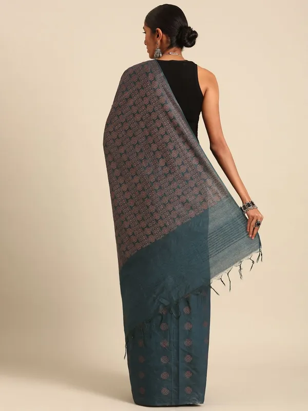 Navy_Blue_colour_Silk_Blend_Saree_for_Women