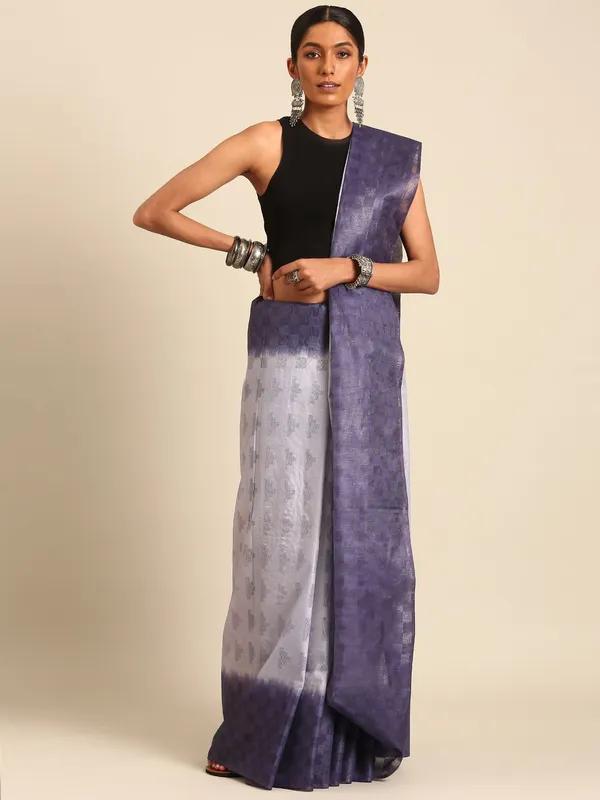 Blue_colour_Silk_Blend_Saree_for_Women