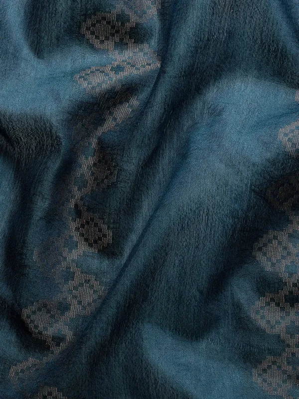 Navy_Blue_colour_Silk_Blend_Saree_for_Women
