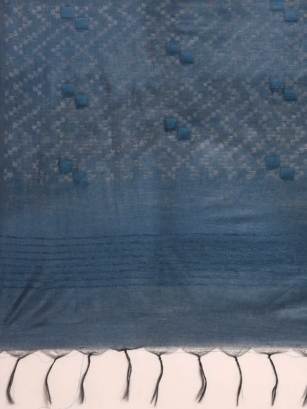 Navy_Blue_colour_Silk_Blend_Saree_for_Women