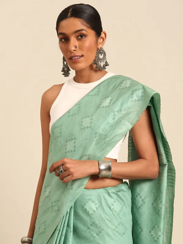 Sea_Green_colour_Silk_Blend_Saree_for_Women