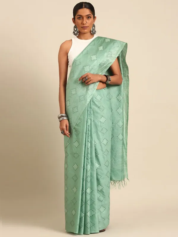 Sea_Green_colour_Silk_Blend_Saree_for_Women