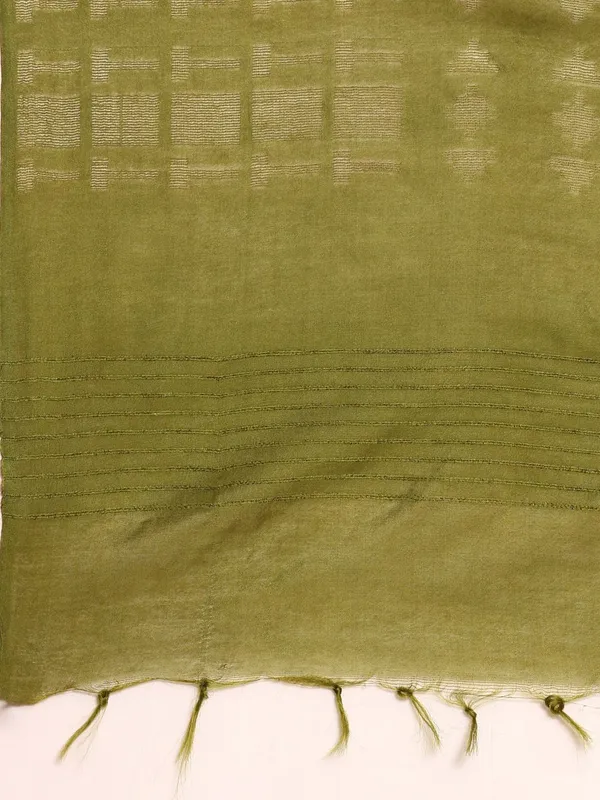 Olive_colour_Silk_Blend_Saree_for_Women