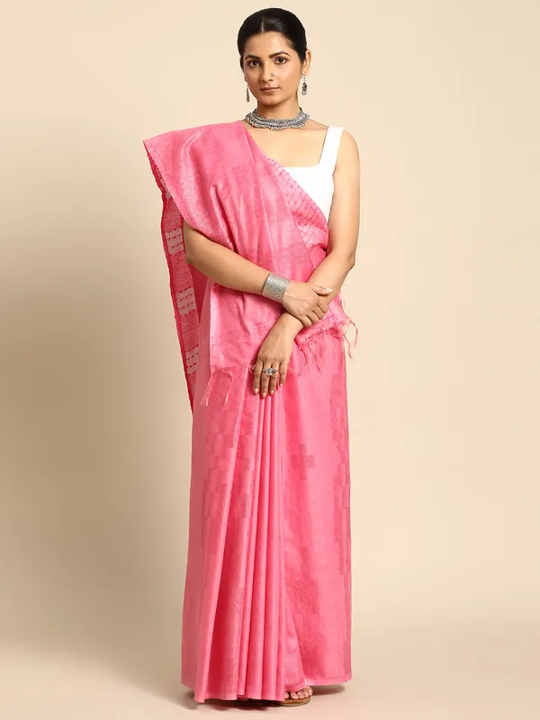 Pink_colour_Silk_Blend_Saree_for_Women