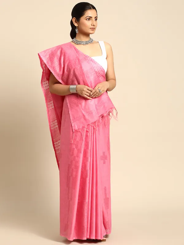 Pink_colour_Silk_Blend_Saree_for_Women