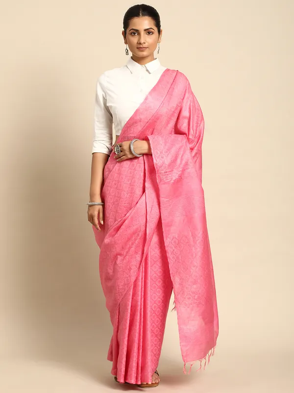 Pink_colour_Silk_Blend_Saree_for_Women