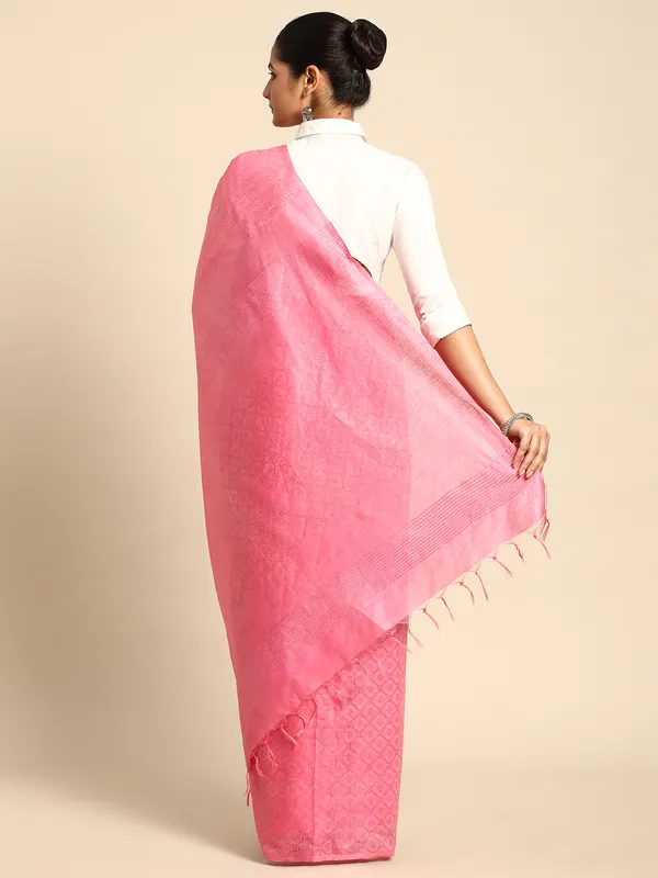 Pink_colour_Silk_Blend_Saree_for_Women