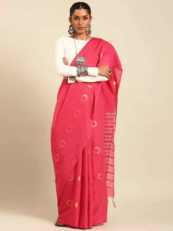 Pink_colour_Silk_Blend_Saree_for_Women